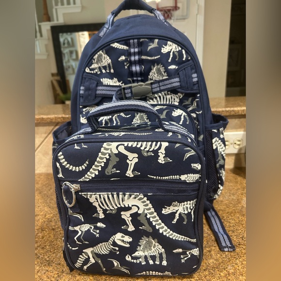 Dinosaur Skeleton Backpack and Lunchbox Set